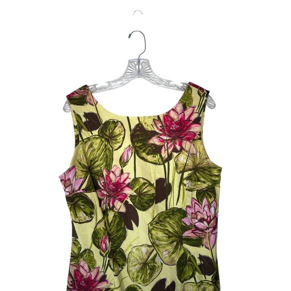 Talbots Dress VTG Green Tropical Print Beachy Vacation Sleeveless Resort Size 14 - Picture 3 of 11